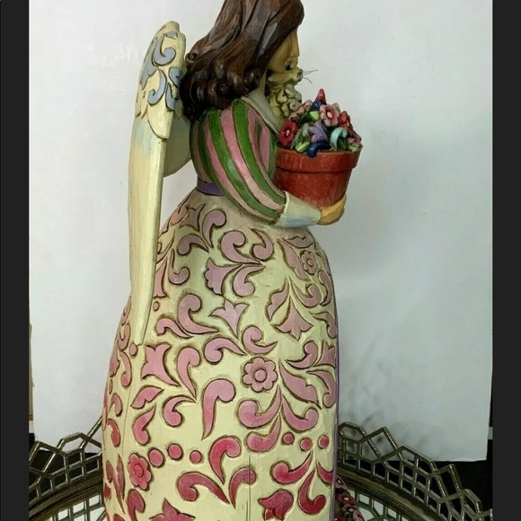 Jim Shore Garden Angel Solar Lit Cats Floral #EL82 - Picture 3 of 11